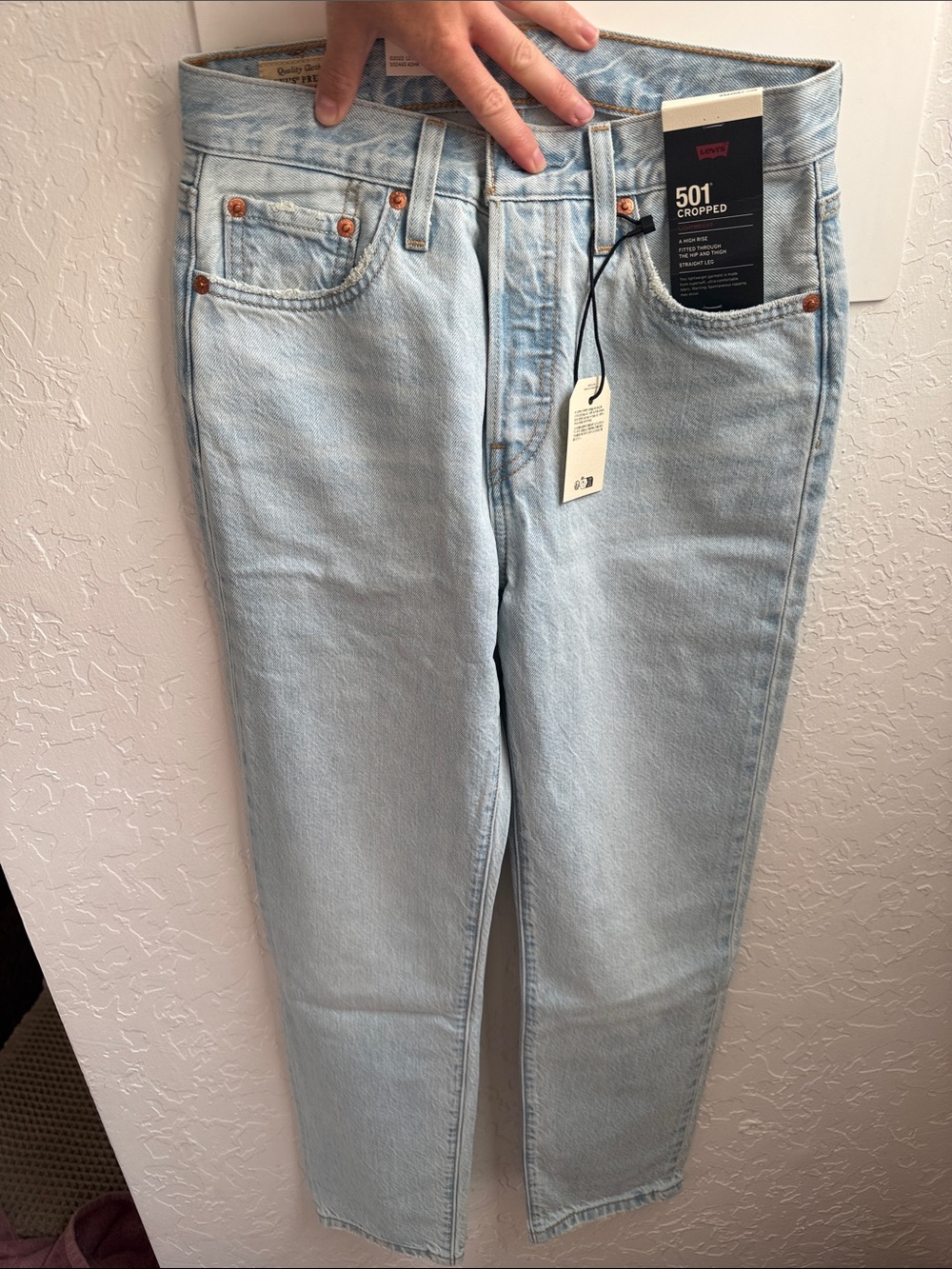 Levi's Light Wash 501 Cropped Straight Jeans